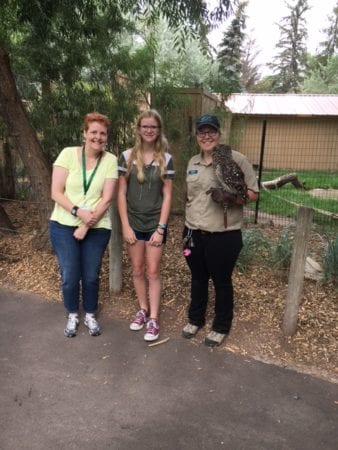 Diabetes Day at the Zoo. Becky Suilik along with a zoo worker and atendee during the event.