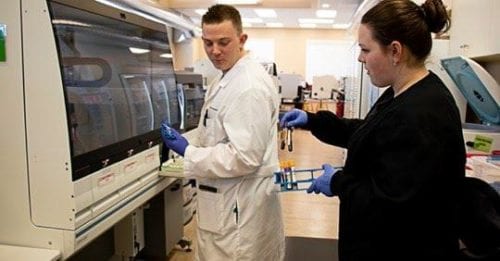 Lab workers at Express Lab, a sister company to Rocky Mountain Diabetes Center in Idaho Falls and Pocatello.