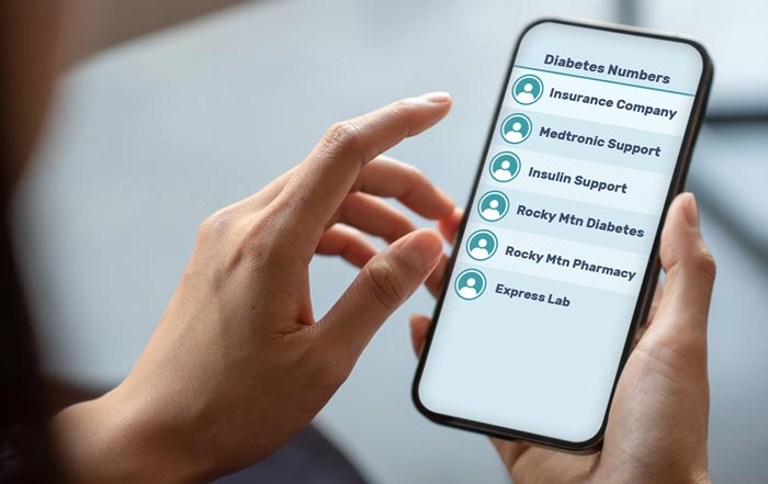 store diabetes insurance phone numbers in your phone.